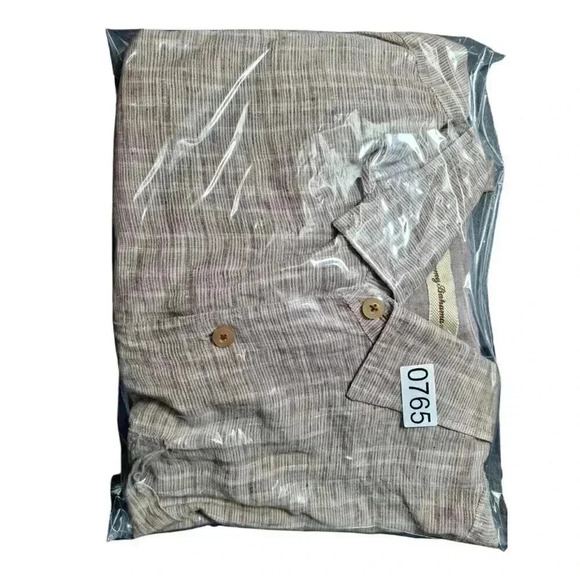 Men's Tommy Bahama 100% Linen Brown Short Sleeve Button Down Shirt- Size 2XL - Picture 11 of 11